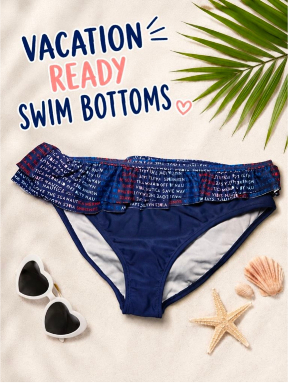 Nautica Girls Blue Ruffle Bikini Set Size L 12/14 Mermaid Summer Swim